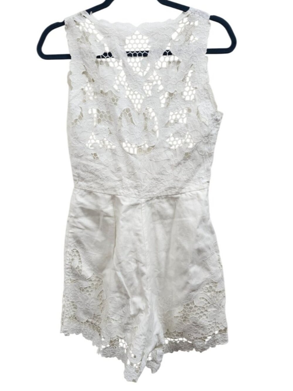 Zimmermann White Linen Lace Romper Playsuit Size 0 /US 4 Floral Embroidered Boho - Picture 5 of 15